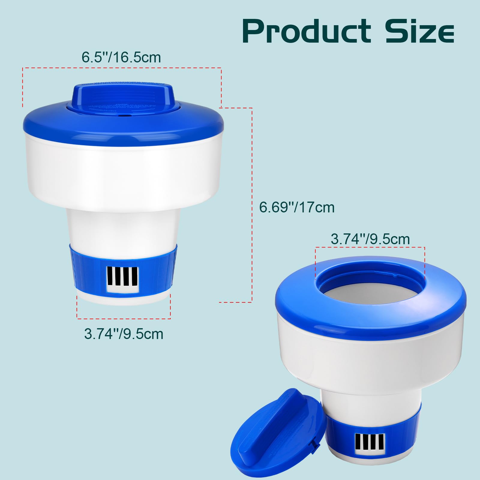 Housolution Distributeur Flottant de Chlore de 7 Pouces, Flotteur de Comprimés à Libération Réglable Grande Capacité pour Piscines Intérieure et Extérieure, Bleu & Blanc