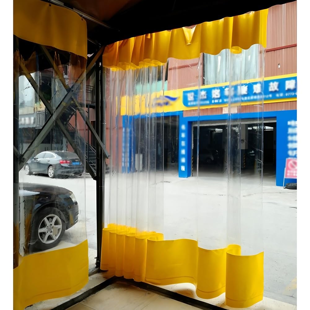 GJMSSMY Industrial Wash Bay Curtains with Eyelets, Garage Divider Curtains, Outdoor Vinyl Curtains for Patio, Quick Waterproof Screen, for Porch Wash Car Depot(Yellow,3x3m/9.8x9.8ft)