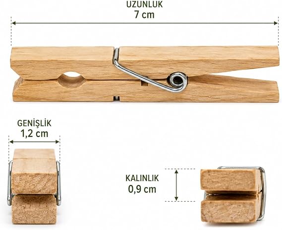 20 Adet Bambu Ahşap Mandal Doğal Çamaşır Mandalı BPA İçermez Çok Amaçlı Dekoratif Hobi ve Paketleme Kullanımı