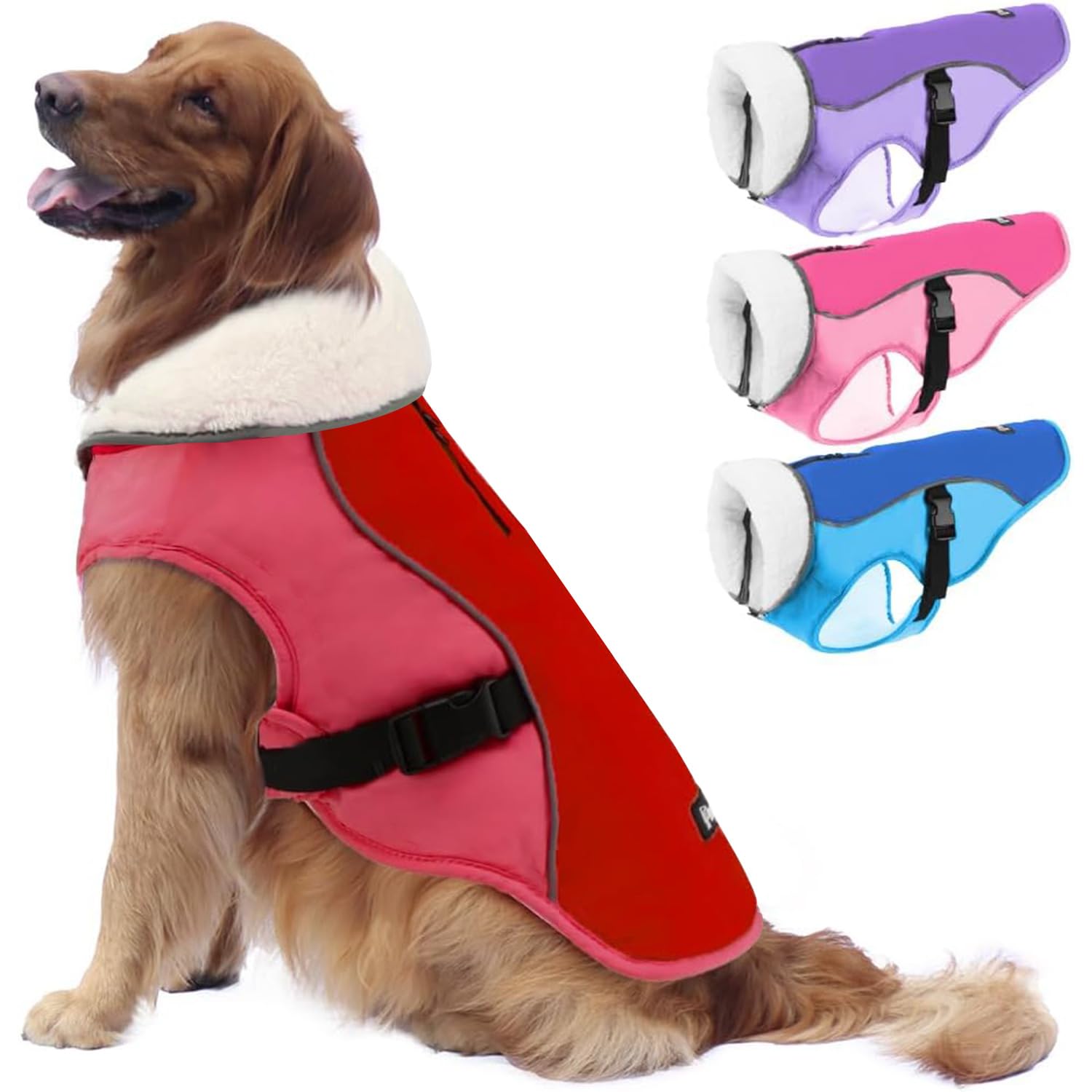 EMUST Cappotto invernale per cani, spesso antivento, invernale, per cani di taglia piccola, media e grande, arancione, XXL
