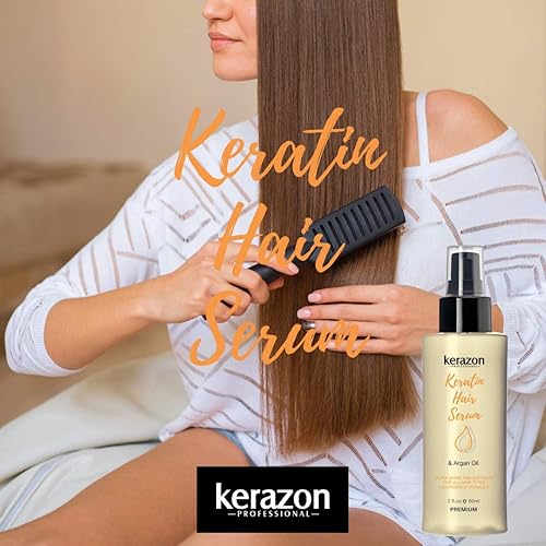 Miniatura 3 de Kerazon Keratina Suero para el cabello Aceite de argán Suavizante Tratamiento de reparación de daños en seco Fórmula Premium Protección contra el
