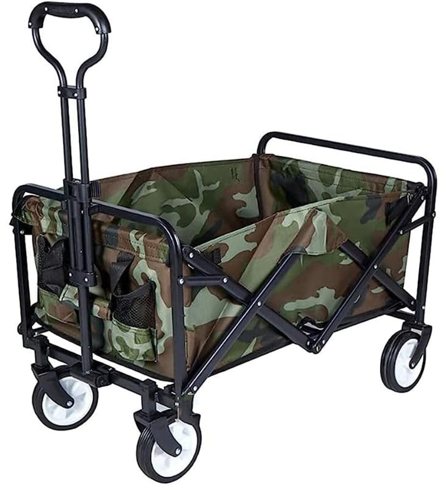 Folding Wagon, Folding Wagon Trolley Collapsible Camping Cart All Terrain Outdoor 80kg Capacity(D)