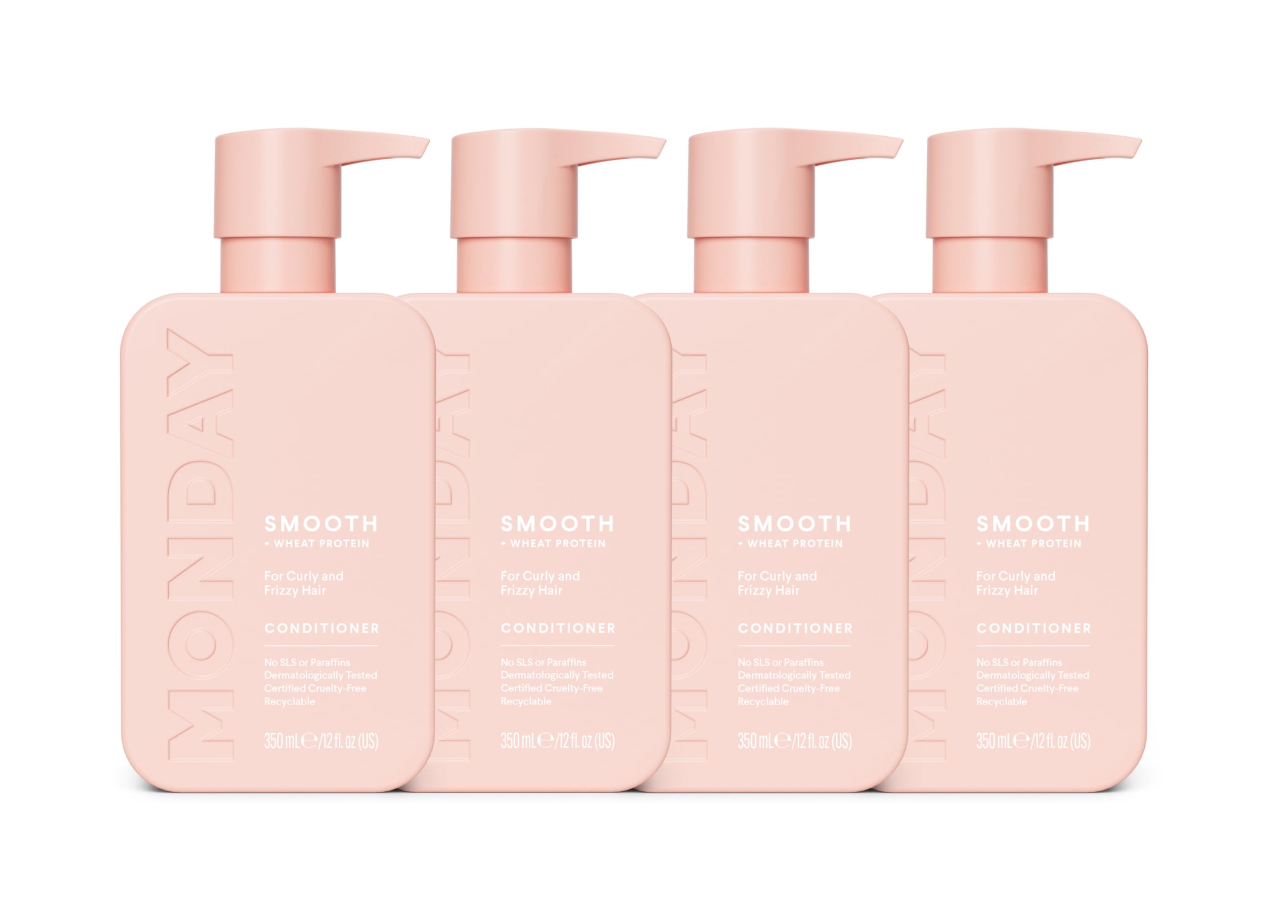 MONDAY Haircare 4 x 350 ml SMOOTH Conditioner with Wheat Protein, Coconut Oil & Avocado Oil for Frizz-Prone Hair