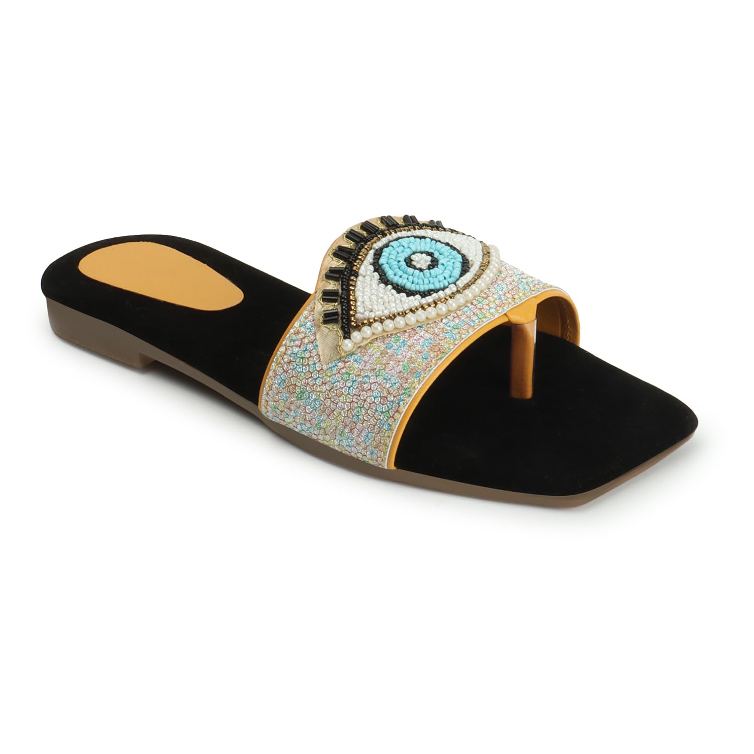 Kkf Footwear Womens Fancy Bigg Boss Eye Style Slip-On Flat Sandals|Yellow|Girls Ladies (3 Uk) (B0CQYQ5D5X) Amazon Price History, Amazon Price Tracker