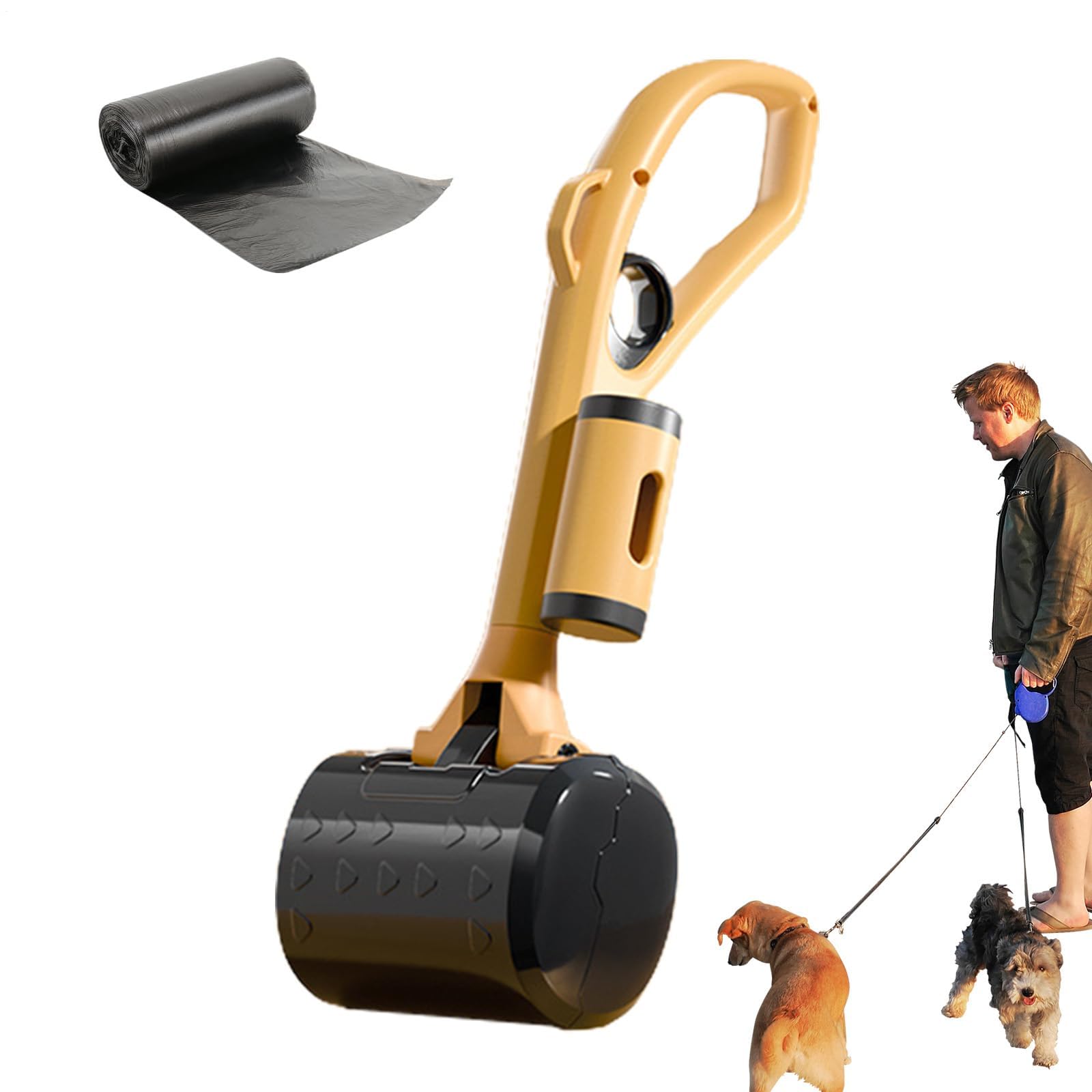 Ensemble de pelle à déjections canines portable avec poignée, ramasseur de déchets pour chiens et chats, comprend un distributeur de sacs à déjections canines et des sacs, ressort élastique pour