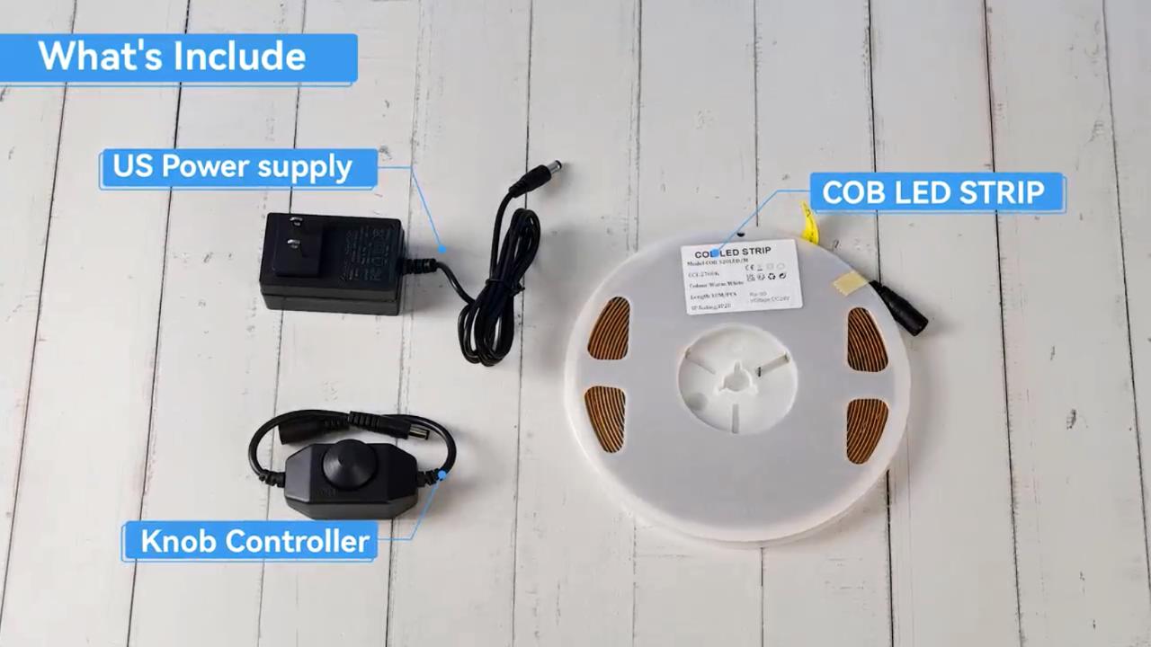 Image of COB LED Strip, White LED Strip Lights 32.8ft, Daylight White 6000K LED Light Dimmable LED Strip, CRI92+, 8mm Width, 24V Flexible COB LED Tape Light for TV, Bedroom, Kitchen Cabinet, Closet.