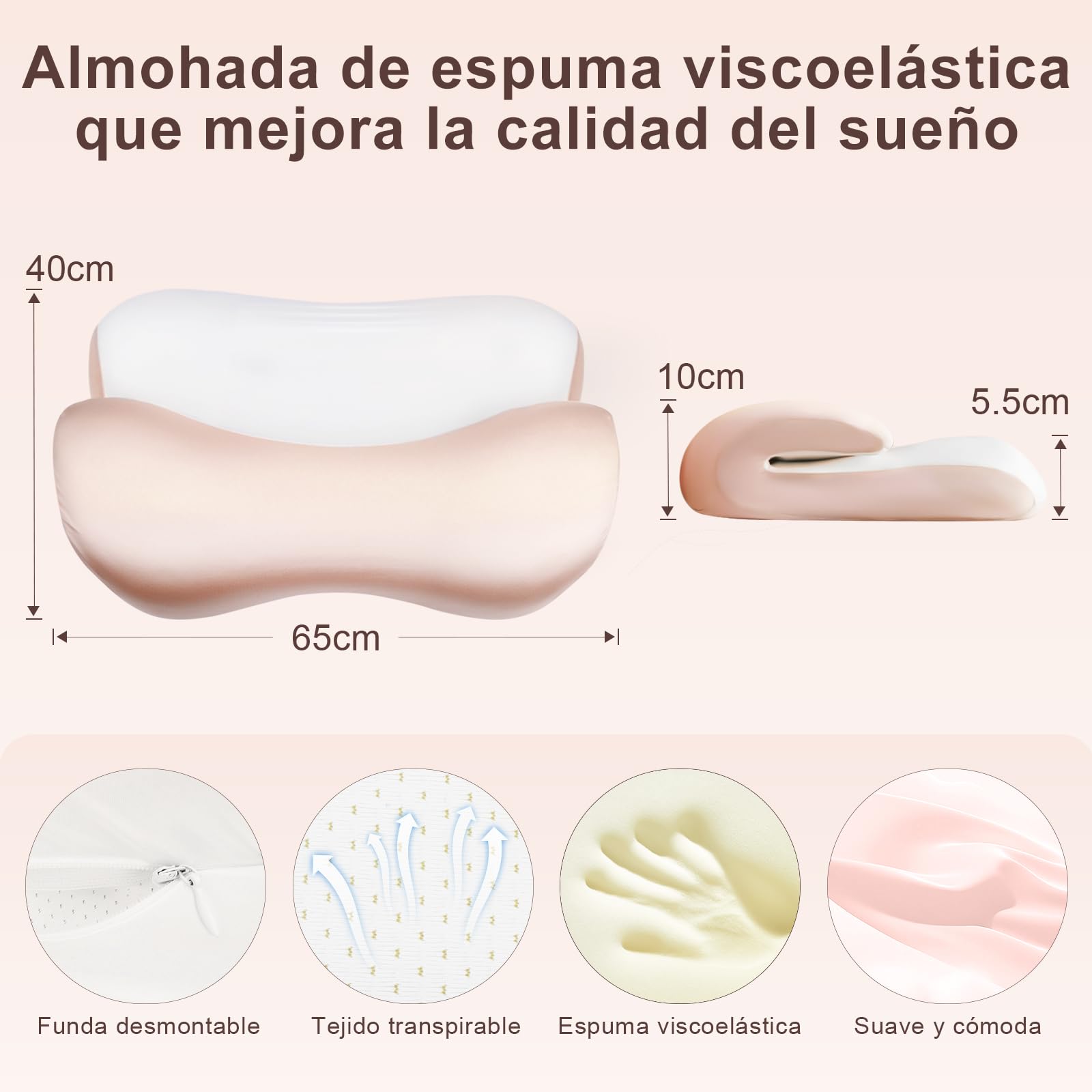 Mailirious Almohada Cervical, Almohada Ergonómica Espuma Viscoelástica