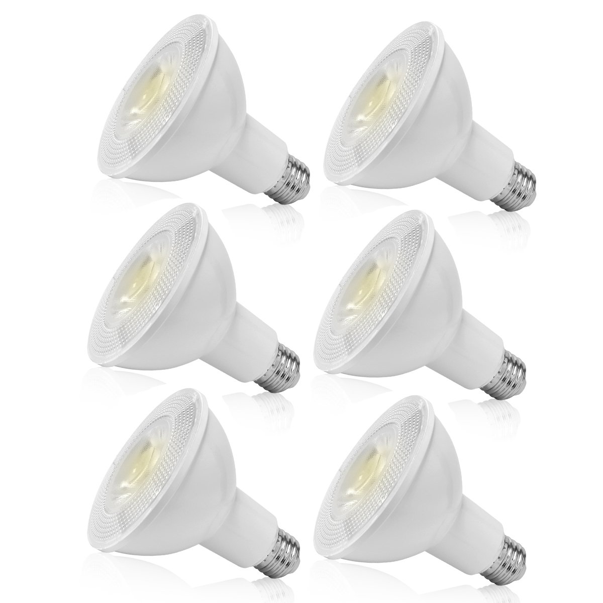 6-Pack PAR30 LED bombillas de cuello largo (D: 94 mm, l: 115 mm) 12 W (75 W bombilla incandescente equivalente), 2700 K blanco suave 35.000 horas (40 DEG) E27 Edison Screw Cap 750LM