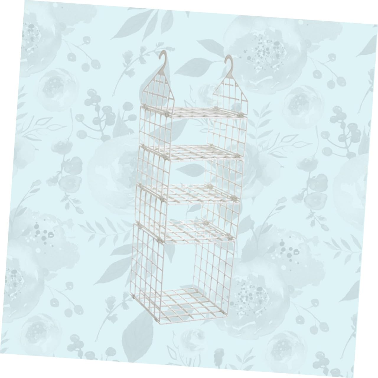 Hängender Kleiderschrank Organizer mit 1 Großem und 3 Kleinen Fächern | Pp, Weiß, Faltbar und Belüftet, mit Haken und Gitterstruktur für Hüte und Accessoires