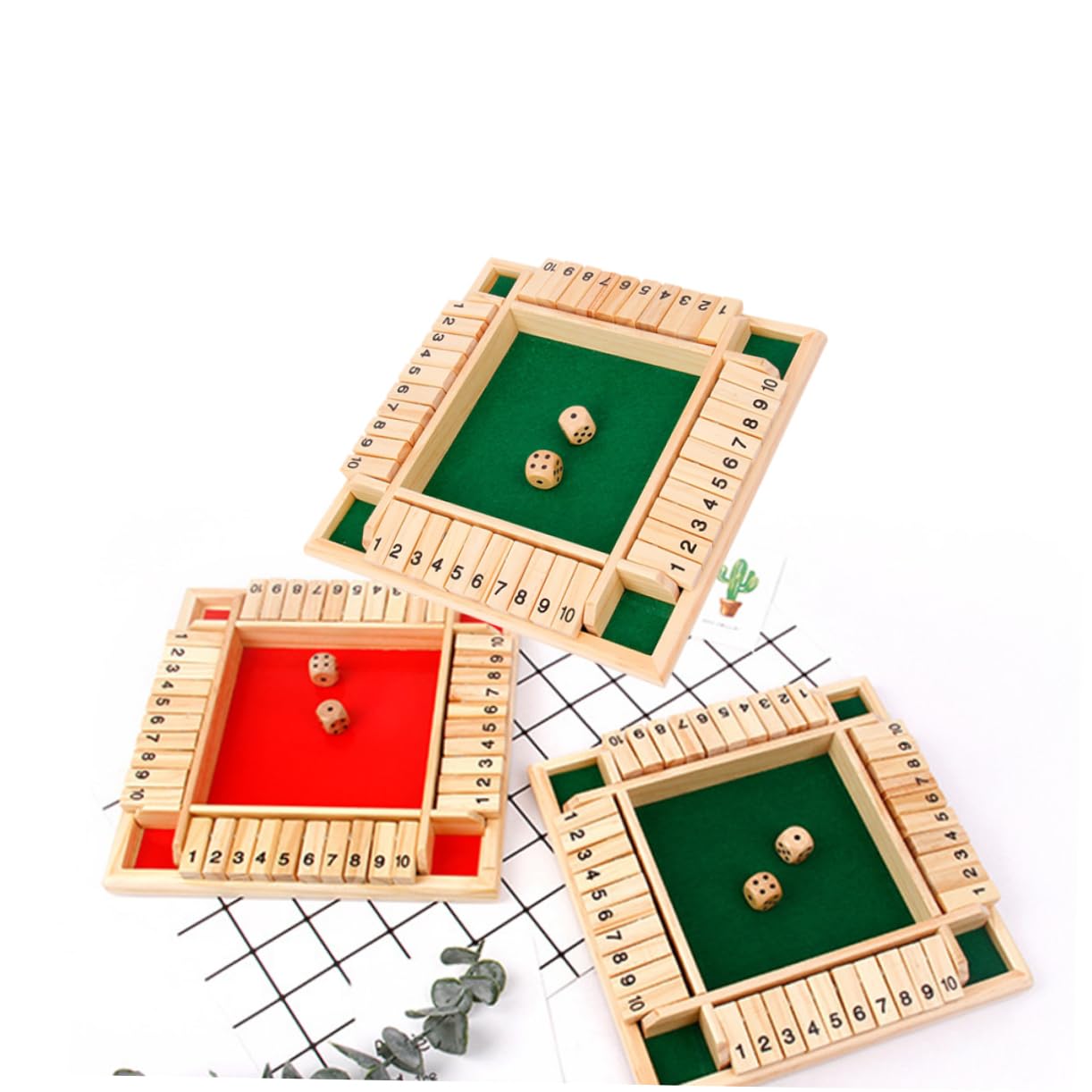 CORHAD 1 Set Wooden Drinking Game Props for Ktv Bar Parties Fun Digital Flop Game with Two Dice Non Slip Base for Family Gatherings and Adult Entertainment Green