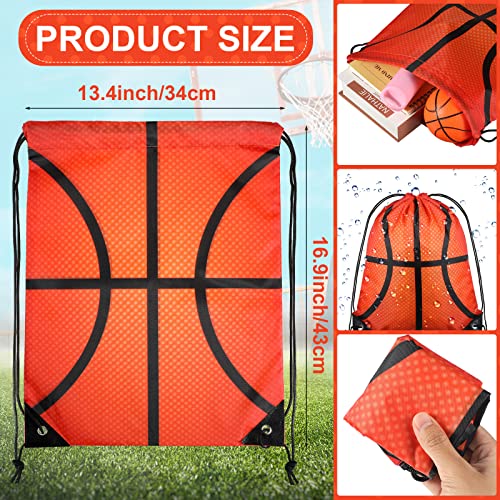 Saintrygo 24 Pcs Basketball Party Favors Bag Basketball Party Gifts Bag Bag Drawstring Backpack for Kids Basketball Sports Birthday Party Supplies (Basketball Style) - Thumbnail 2