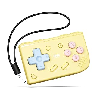IINE Mini Retro Game Controller, Pocket-Size Wireless Mini Game Controller with Keychain Design, Portable Travel Controller for Mobile & PC Gaming Yellow