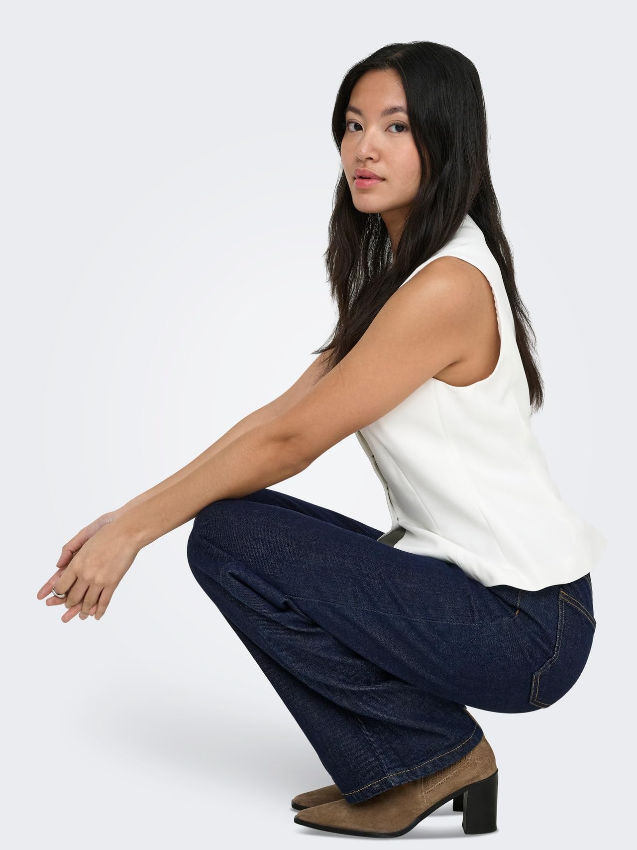 ONLY Jean à Jambe Large ONLJUICY Taille Haute Wide Leg Fit Jeans Dark Blue Denim 32 34 Dark Blue Denim (US) 32 / L34