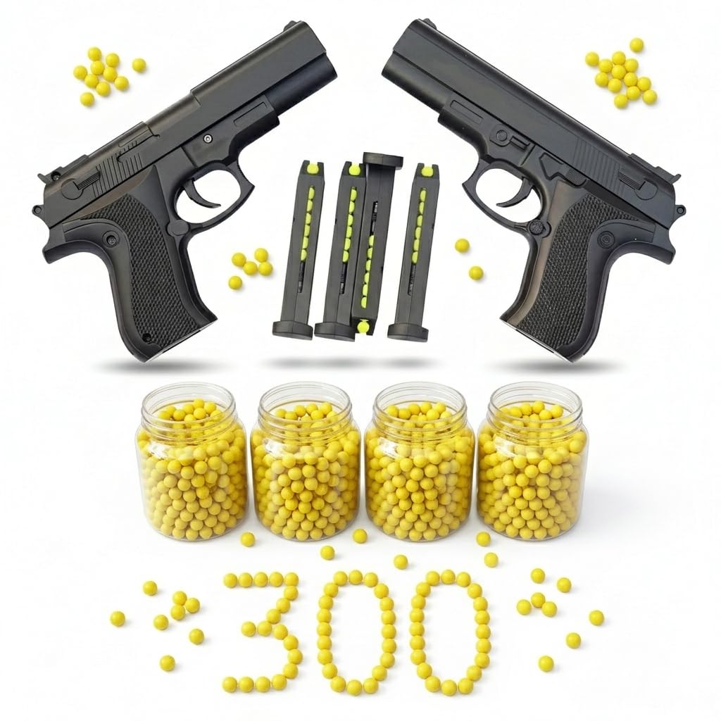 Velinor Gun with BB Bullets High Primium Accuracy P729 bb Blaster Pistol Semi Auto Plastic Splatter Ball Gun for Kids & Adults with 300 BB Bullets Pack of 2 (2)-image-13
