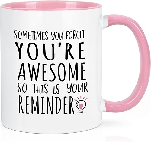 YHRJWN - Taza de café Sometimes You Forget You're Awesome - Regalos inspiradores de amistad de cumpleaños para mujeres, compañeras de trabajo,