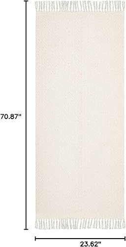 Miniatura 2 de Lahome Alfombra bohemia de cocina de 2 x 6 pies, alfombra ligera para pasillos, alfombra lavable con borlas, alfombra de algodón beige de granja que