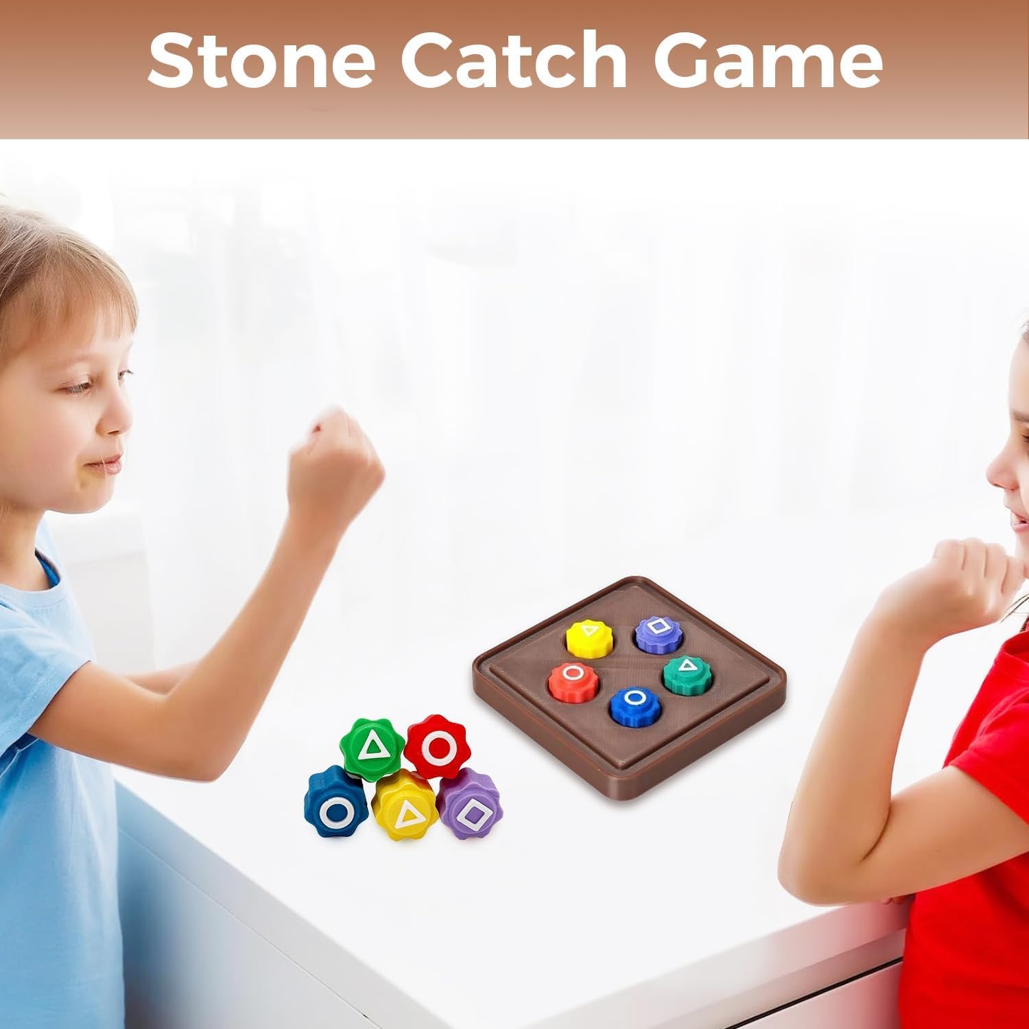 Juego Coreano Gonggi Tradicional – Set De 5 Piedras De Colores Y Base, Entrena Coordinación Ojo-Mano Y Reflejos