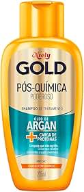 Gold Shampoo Óleo de Argan Pós Química, 300 Ml, Niely, Niely, Branco