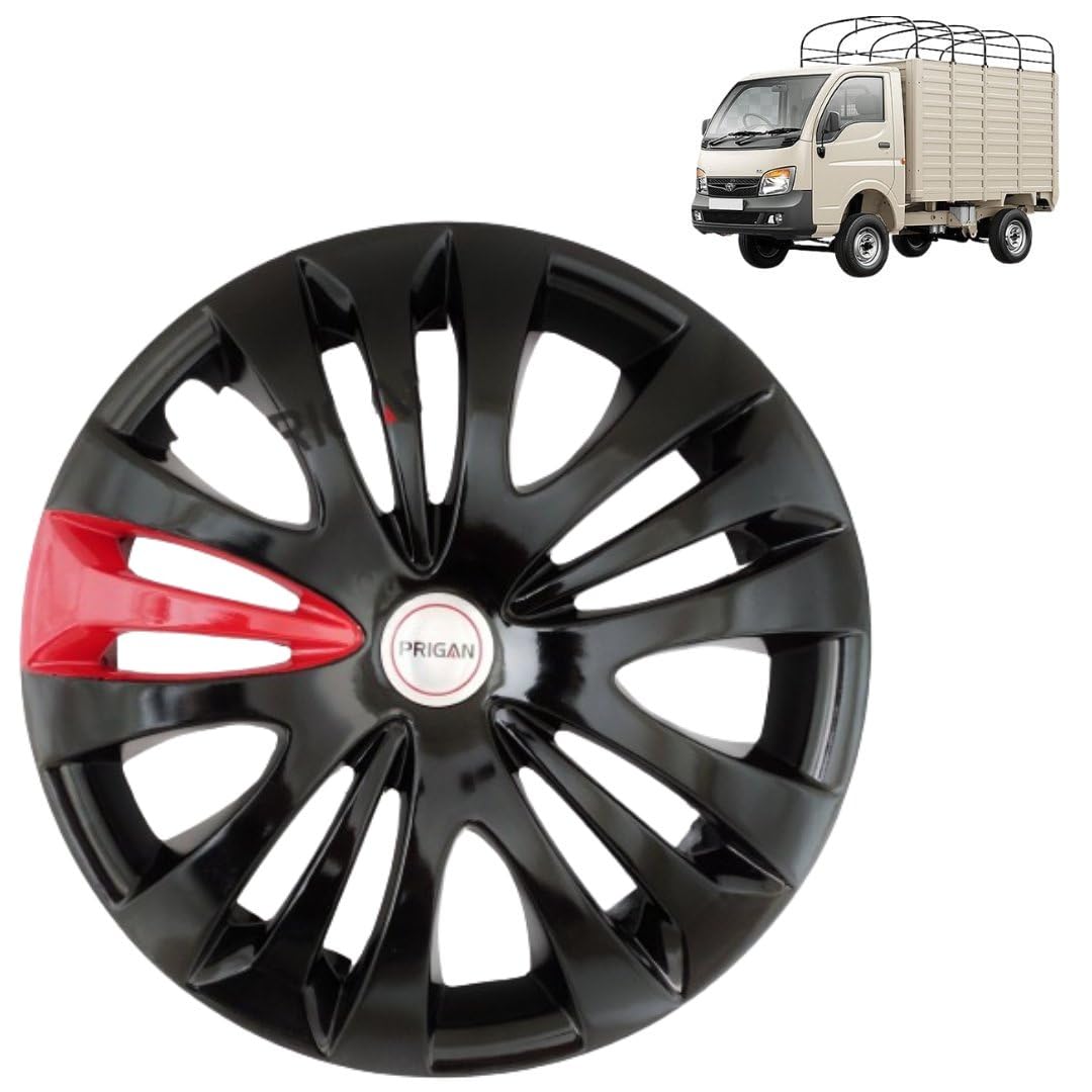 PRIGAN TATA ACE Black Red Wheel Cover 12" for -TATA ACE (Set of 4 Pcs) (Press Fitting) Model- Camry_Red_12-image-4