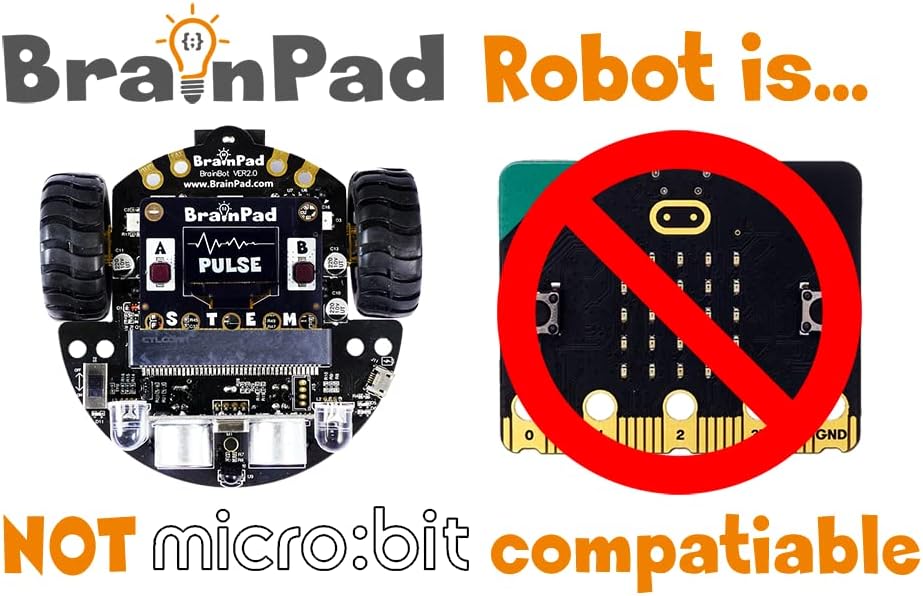 BrainPad Pulse with Robot Kit, a MakeCode STEM Microcomputer for Coding Robots, Games, & Circuits