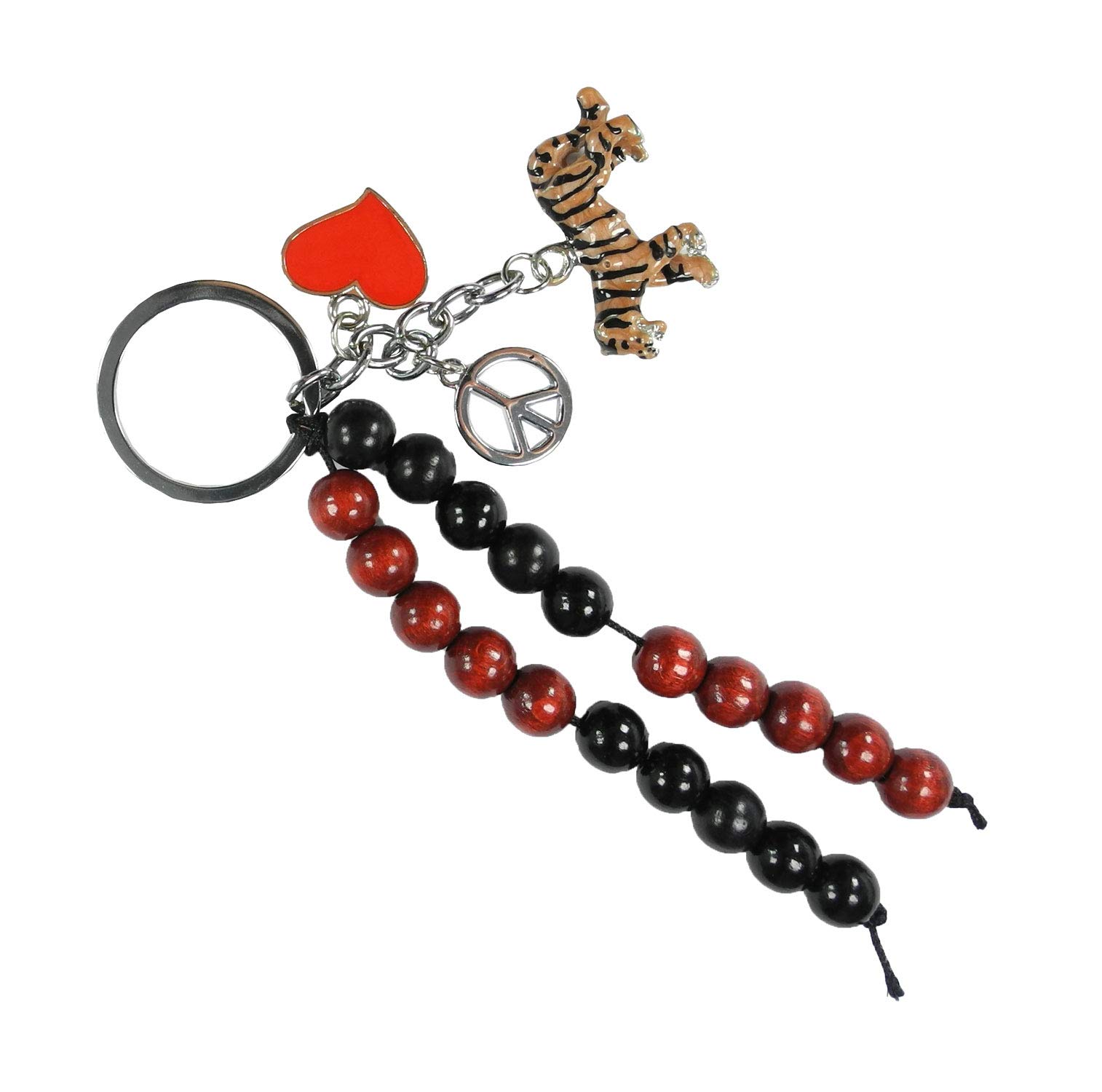 Pracht Creatives Hobby 5936-12035 Rake Chain for DIY with Key Ring Tiger Black/Dark Red Craft Set with 20 Rough Beads as a Gift for School of Sugar Bag