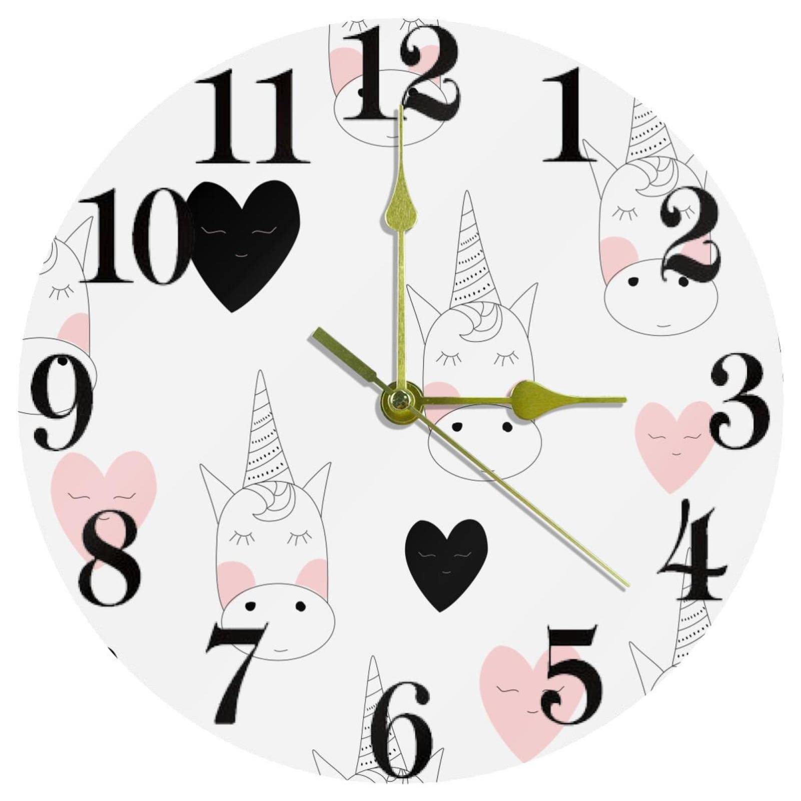 Horloge licorne 25cm silencieuse pour chambre d'enfant avec mécanisme à quartz précis