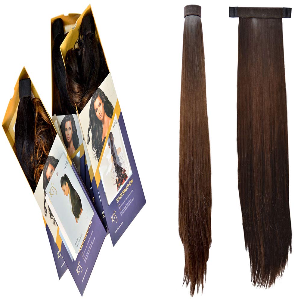KIS Beautiful Snapon Ponytail Hair Extension (2 in 1) Human Hair Blend Salon-Quality Voluminous Luxurious Customizable | Tangle Free Hair (23 Inch Length So1 With Natural Brown Color)