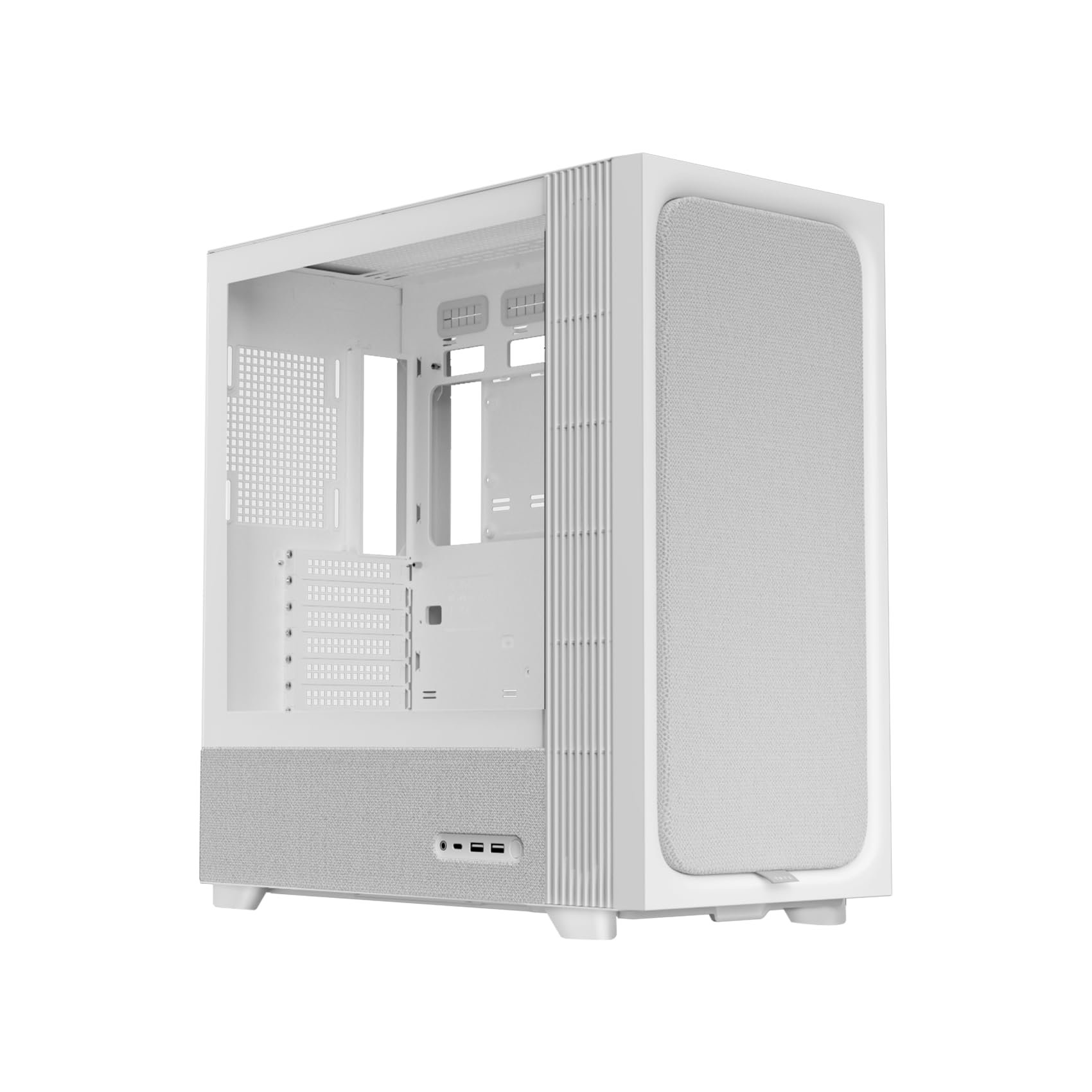 TRYX FLOVA White ATX Mid-Tower PC Case, Modern Fabric Lifestyle Design | Breathable fabric design with tempered glass, 3-speed cross-flow cooling, 360mm radiator support, USB-C 3.2 Gen 2x2 I/O