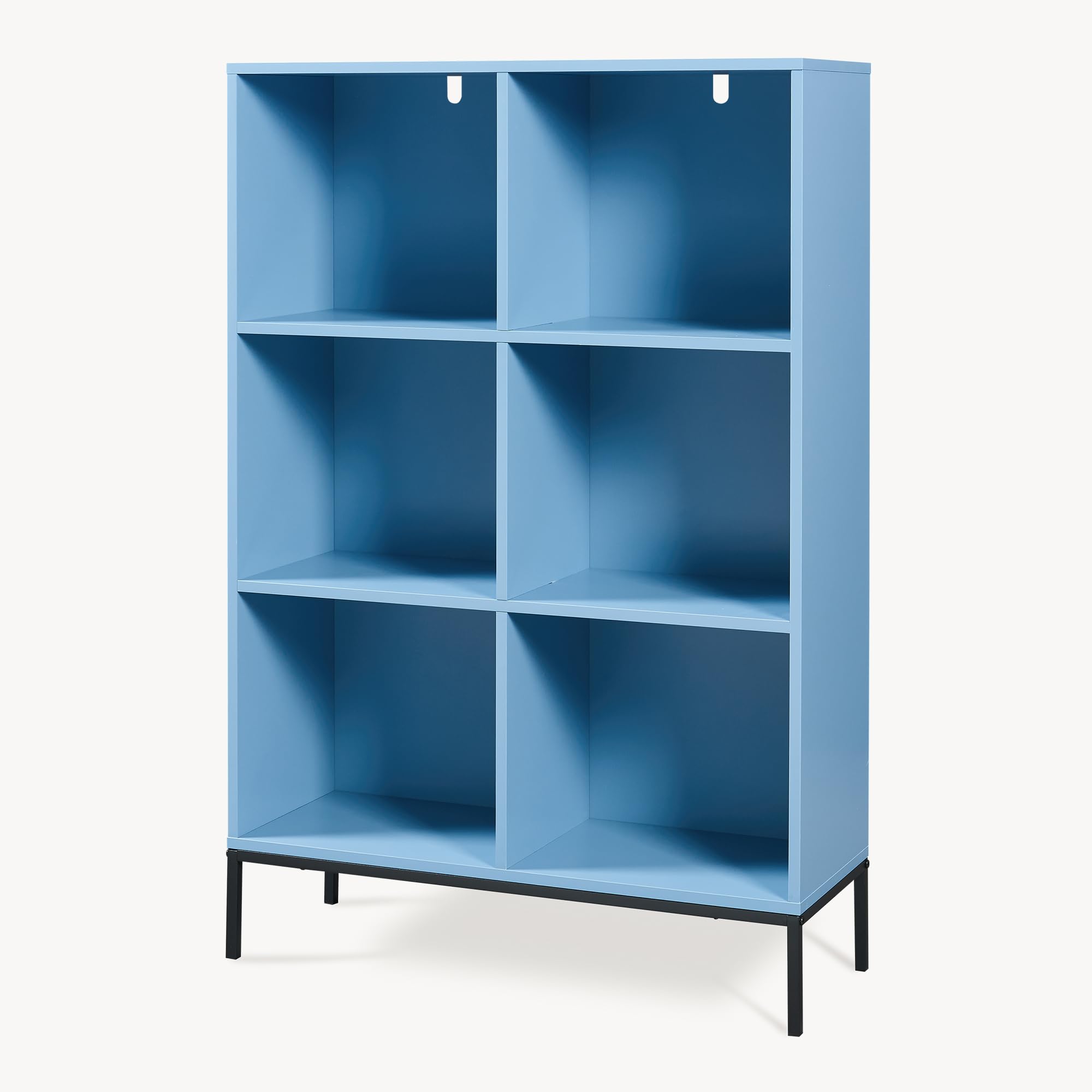 [en.casa] Libreria a 6 Ripiani Aperti Scaffale da Terra con Scomparti Vani Portaoggetti Libri Mobile Espositore per Soggiorno Cameretta Corridoio Ufficio 120 x 80 x 30 cm - Blu