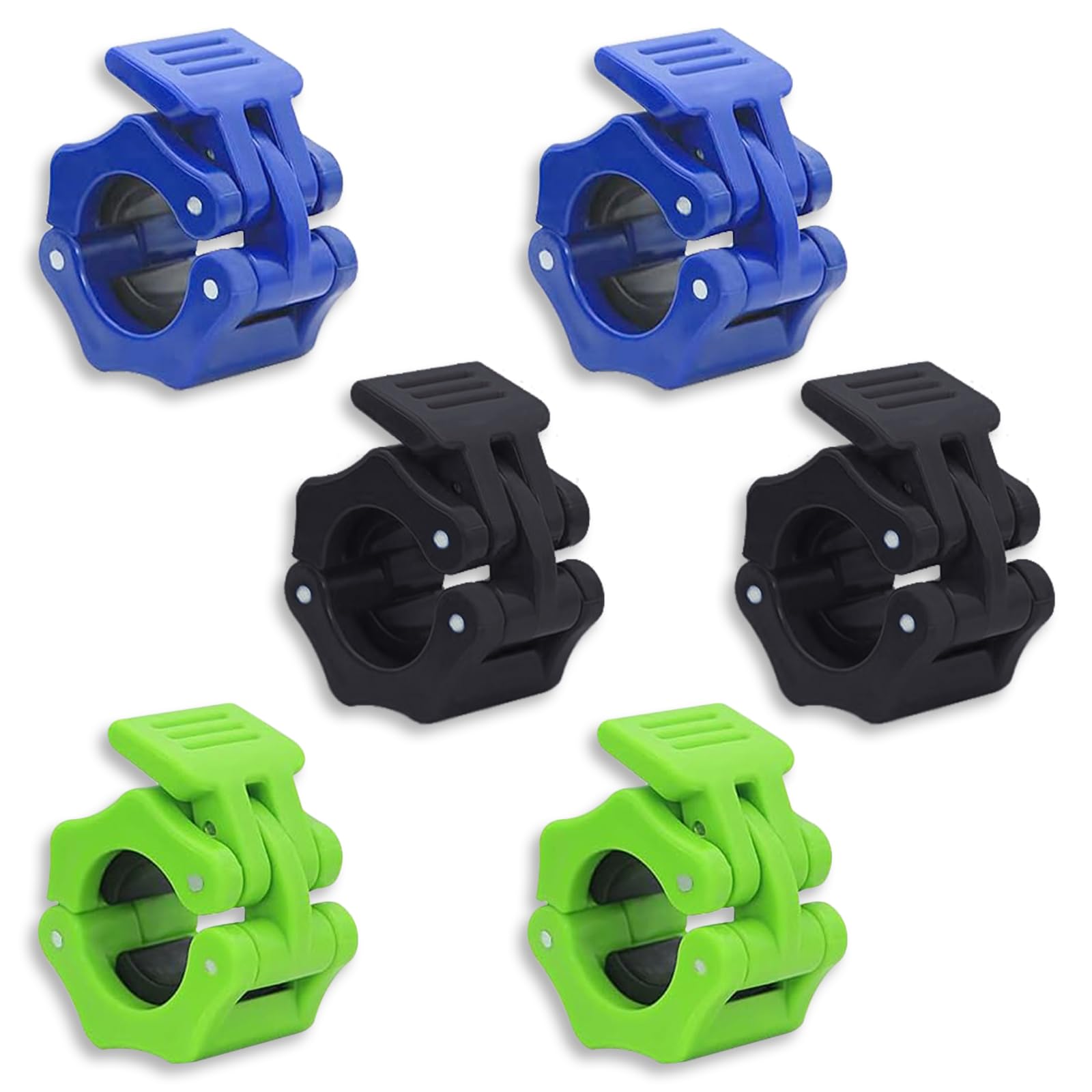 Lot De 6 Colliers De Serrage Pour Haltères 30mm – Verrouillage Rapide, ABS, Noir/bleu/vert
