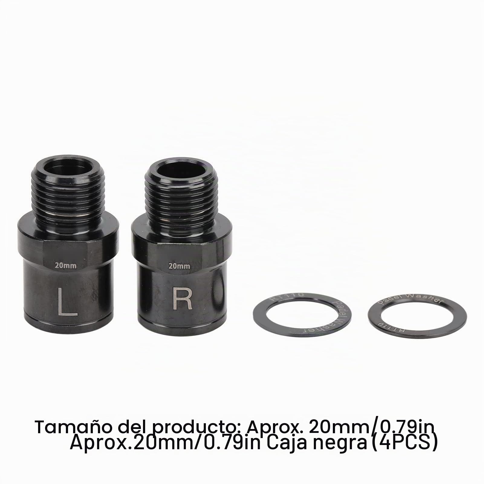 BuyWeek Extensor de Pedal de Bicicleta, 1 Par Extensión de Pedal de Aleación de Titanio Adaptador de Pedal de 20 mm con Espaciador de Pedal (Negro)