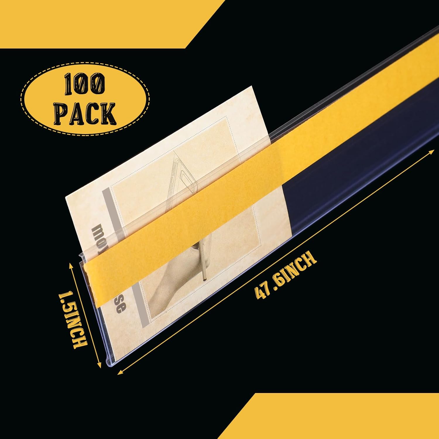 fainne 100 pcs shelf label strips 1.5''h x 48" l self adhesive shelf label holder gondola price tag stick on plastic clear ticket channel for metal wood plastic rack(white) 1.5''h x 48"l white 100