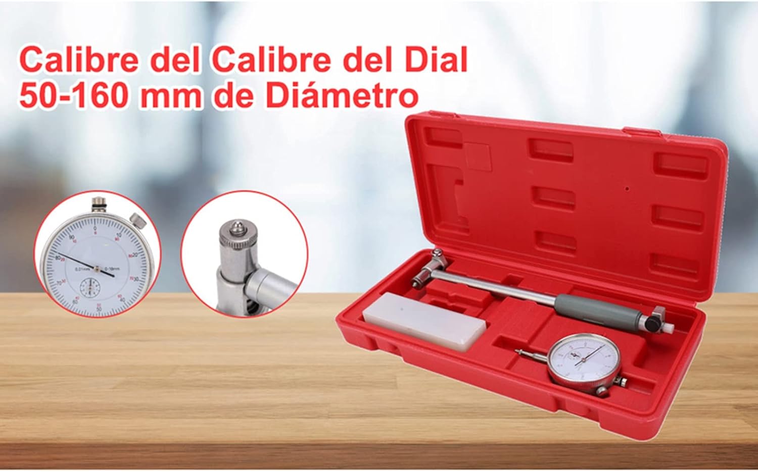 Hyuduo Dial Bore Set, 50 160MM Diameter Indicator Measuring Engine Cylinder Tool Kit, with Guiding Protective Bridge and Plastic Box, for Internal Sizes Measuring