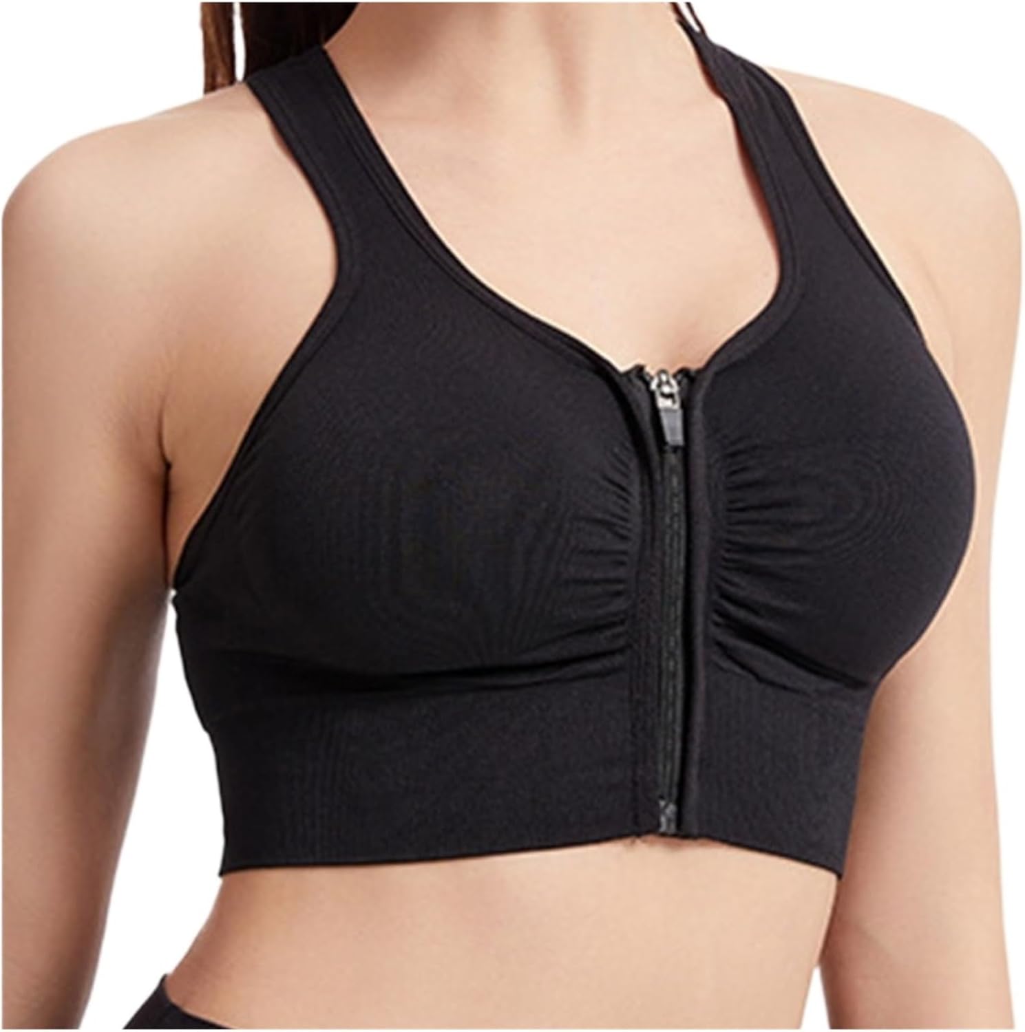 Sports Bras For Women Women's Front Zipper Sports Bra Push-Up Wirefree Yoga Fitness Short Tank Top Yoga Bra