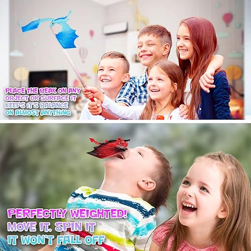 Miniatura 4 de ArtCreativity Juguetes de dragón de equilibrio para niños juego de 2 figuras de dragón equilibradoras con soportes de exhibición de pirámides