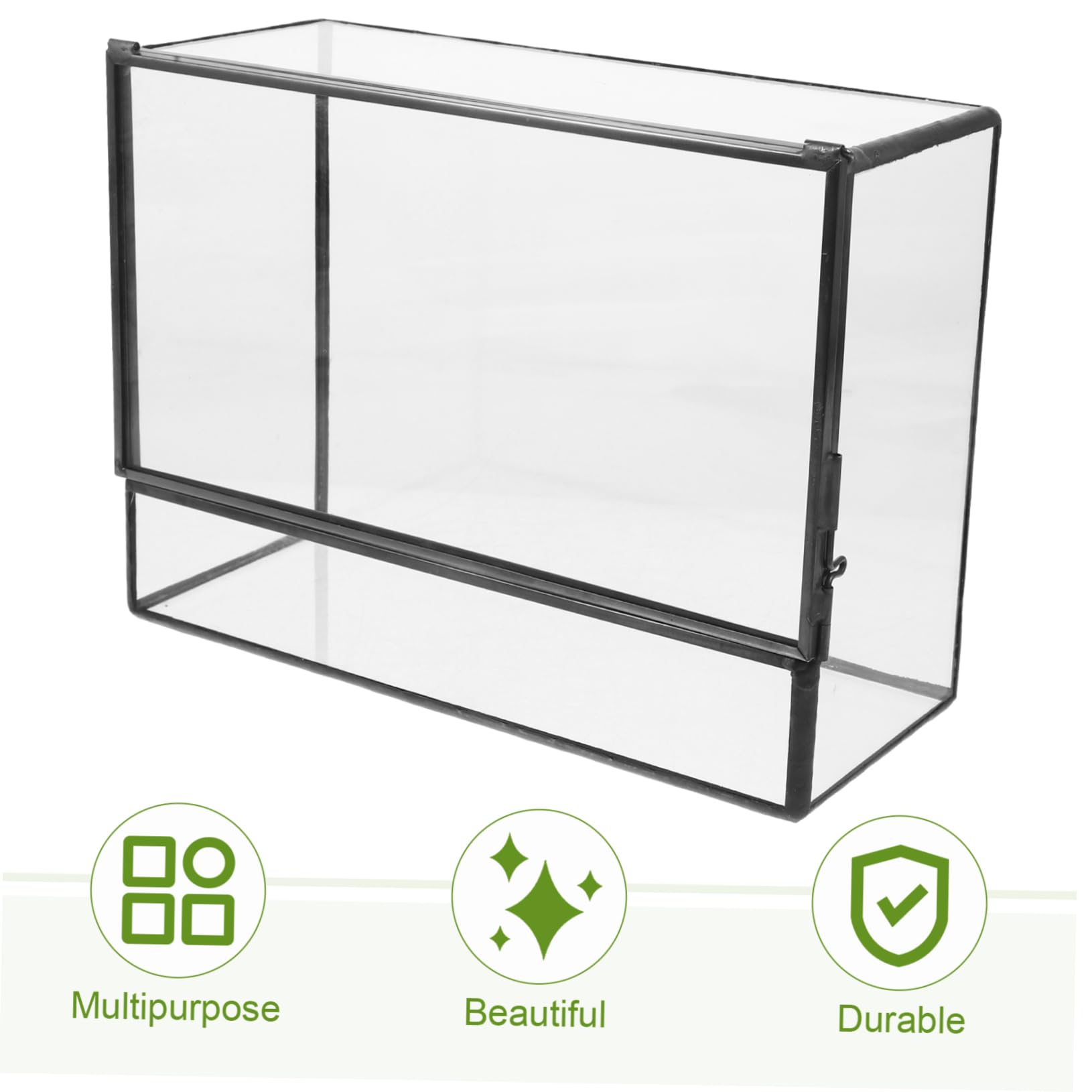 Terrario Pequeño Geométrico de Vidrio para Plantas | Recipiente Decorativo de Estaño, Cuerpo Transparente, Fácil de Limpiar, Adecuado para Musgo y Bricolaje