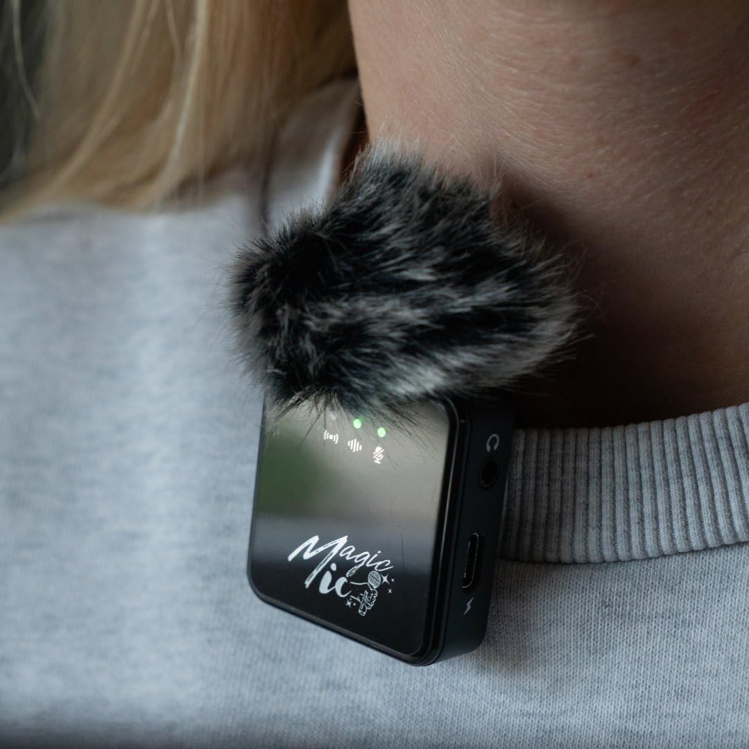 MagicMic™ Microfono (3a generazione) Content Creation Microfono, Lavalier radio con cancellazione del rumore per PC, iPhone, interviste, YouTube, Vlog (2 trasmettitori + 1 ricevitore + scatola di