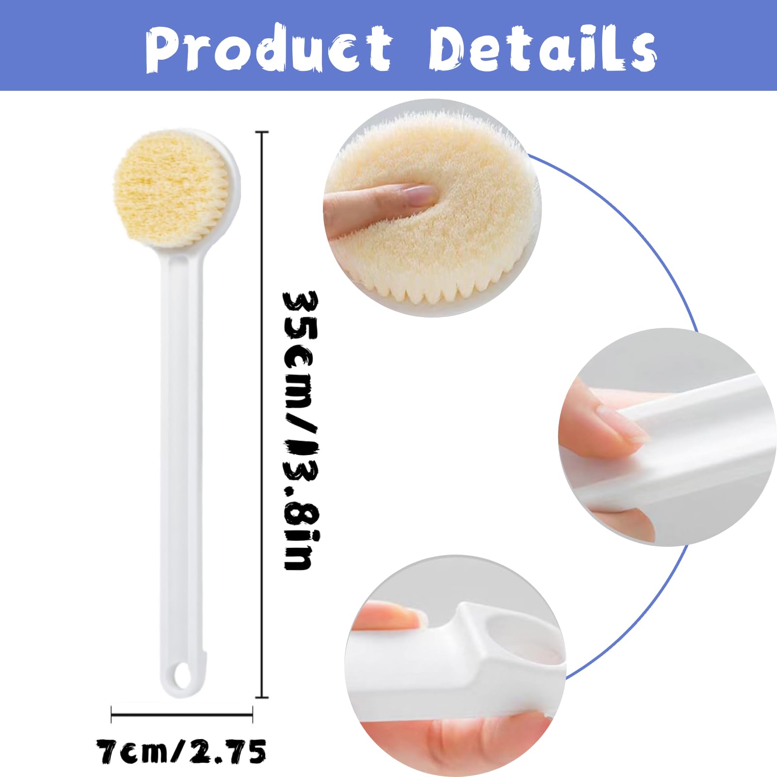2Pcs Back Shower Brush Long Handle 35CM - Image 3