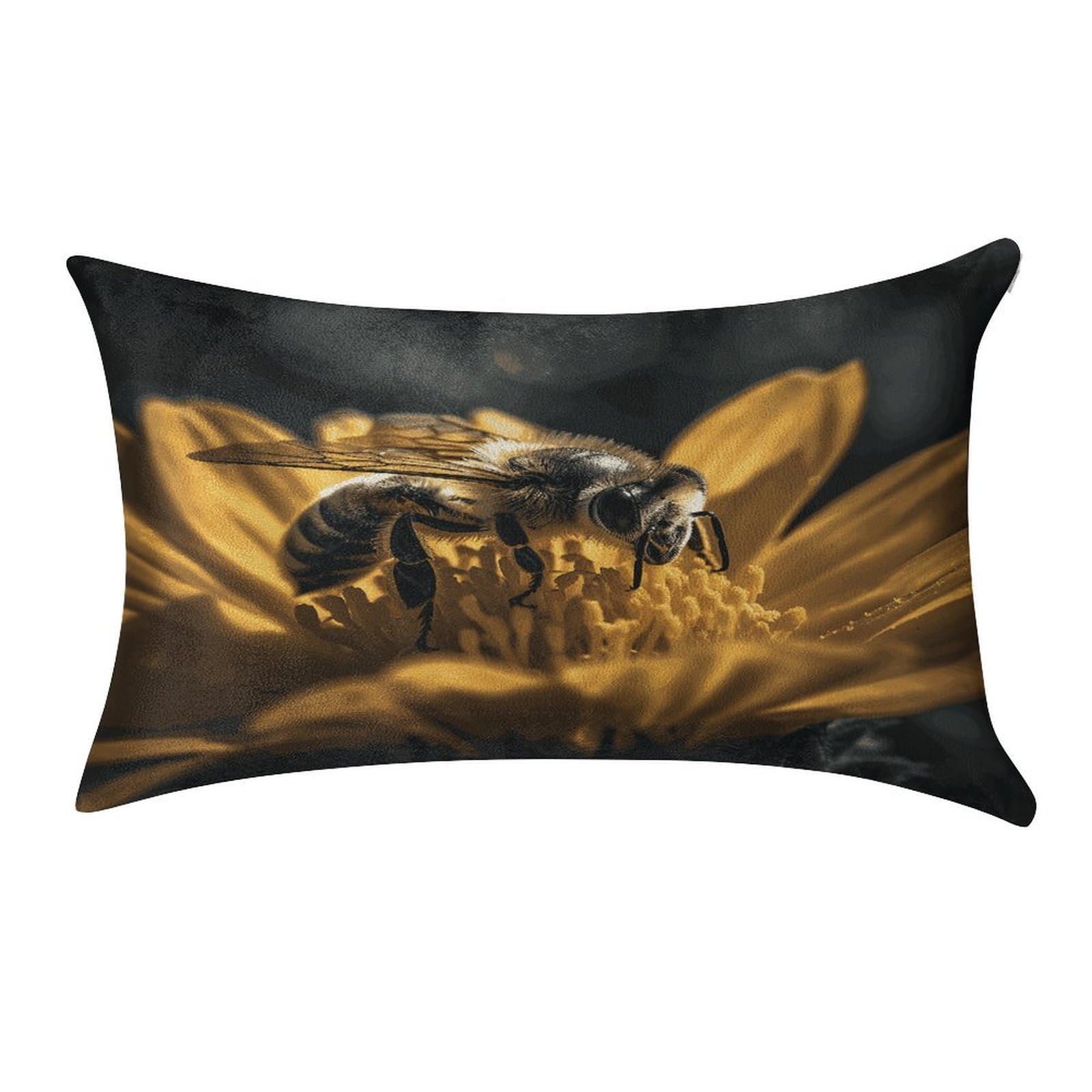 FekiLoot Serious Bee Pillowcase Velvet Throw Pillow Cover Soft Lumbar Pillow Shells Rectangle Cushion Cases with Zipper Luxury Cozy Pillows Shams for All Seasons 12 X 20 in