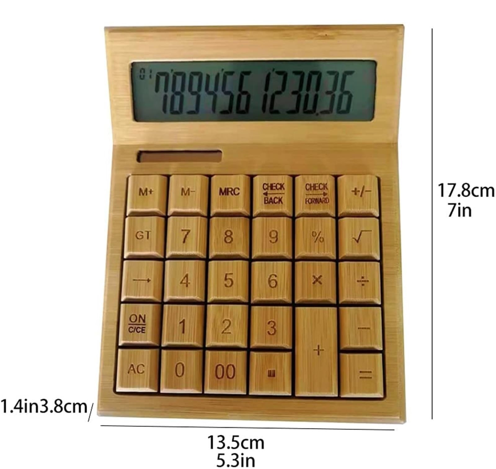 Calculadora Calculadora Electrónica Bamboo con Contador, Función Estándar Y Pantalla De 12 Dígitos Doble Alimentación Escritorio Oficina(13.5 * 17.8cm)