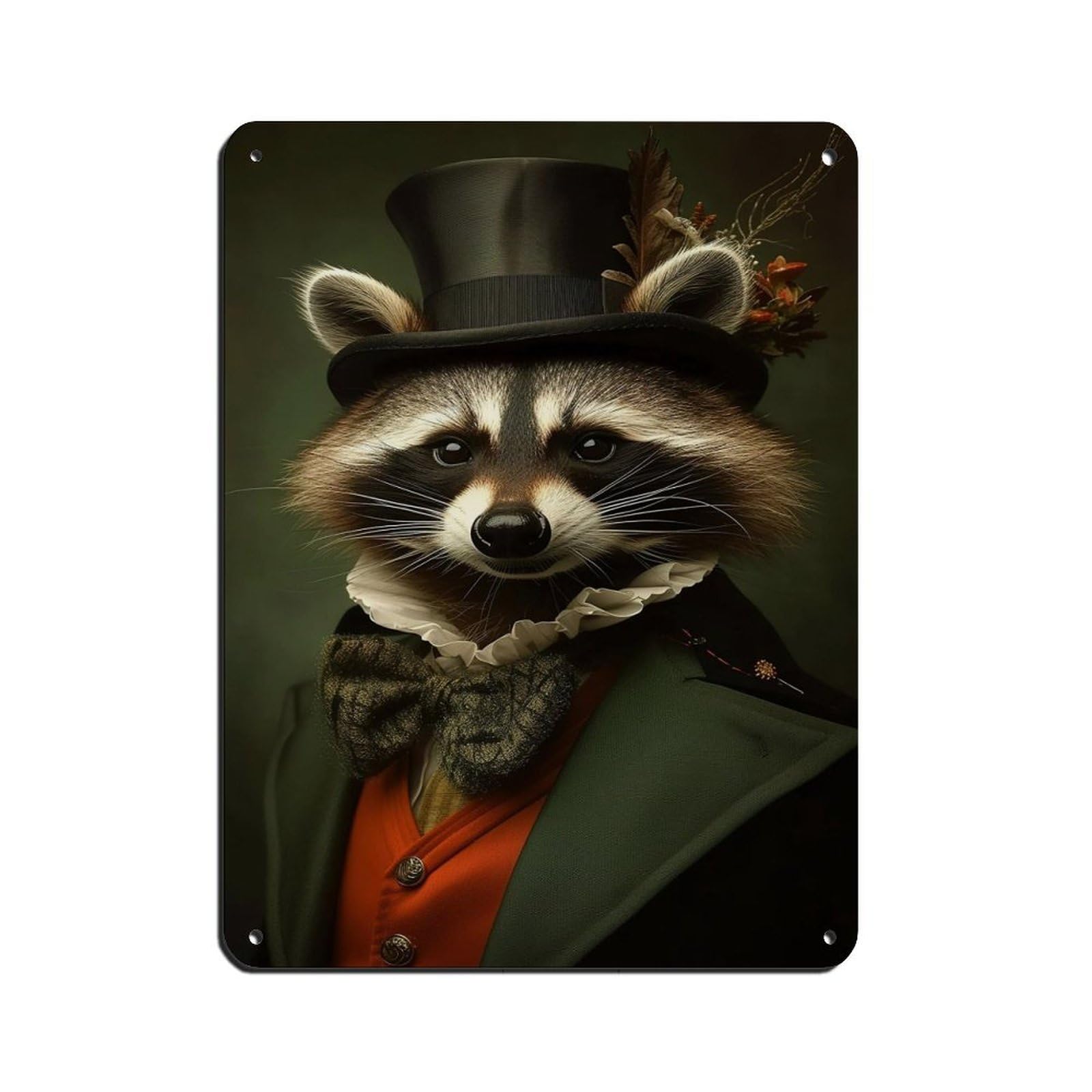 Vintage Gentleman Raccoon Paintingposter Retro Poster Metal Tin Sign Chic Art Retro Iron Painting Bar People Cave Cafe Family Garage Poster Wall Decoration 12x16inch(30x40cm)