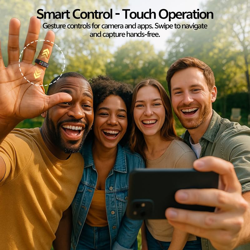 Smart Ring, Fitness Tracker with Health Metrics Tracking, 50 Sports Modes, Sleep Analysis, IP68 Titanium, 7-Day Battery(Black 8#)