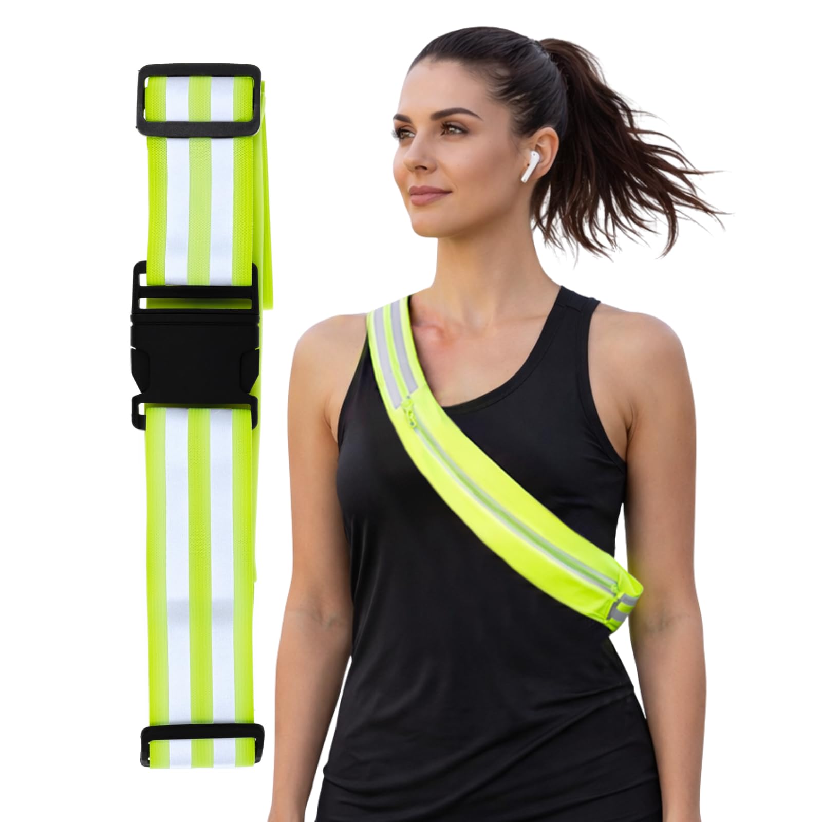 First Aid Only Reflektorgurt | OneSize Reflekorband nach EN ISO 20471 | Tasche für Mobiltelefon oder Geldbörse | Sicherheit für Fahrrad, Joggen und Straßenverkehr | Waschbar