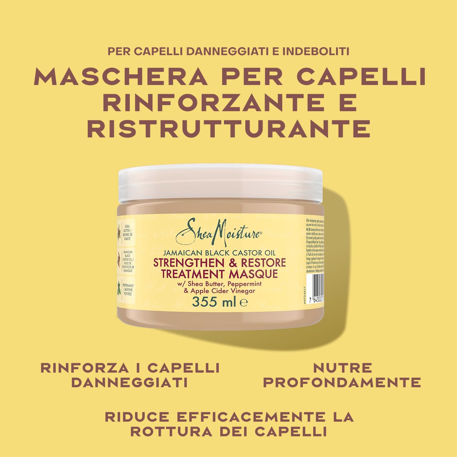 SheaMoisture Set - Olio di ricino nero giamaicano set per la cura dei capelli Shampoo 1x 384 ml, Balsamo 1x 384 ml, Maschera Intensiva 1x 355 ml, Leave-In 1x 431 ml#