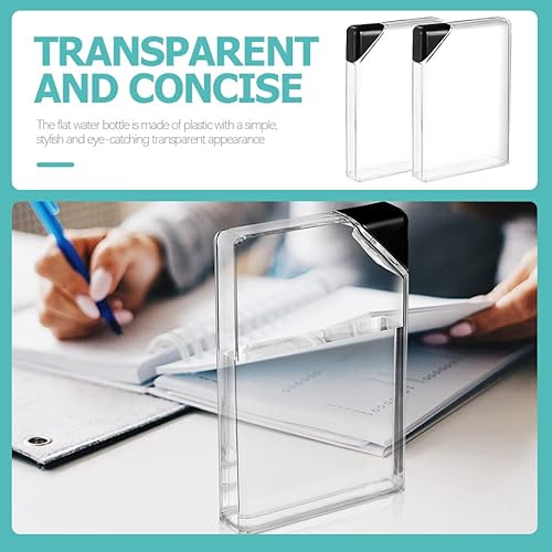 Miniatura 7 de MAGICLULU 2 botellas de agua planas, botellas de agua cuadradas transparentes de almacenamiento, las botellas de agua planas diseñadas para caber en