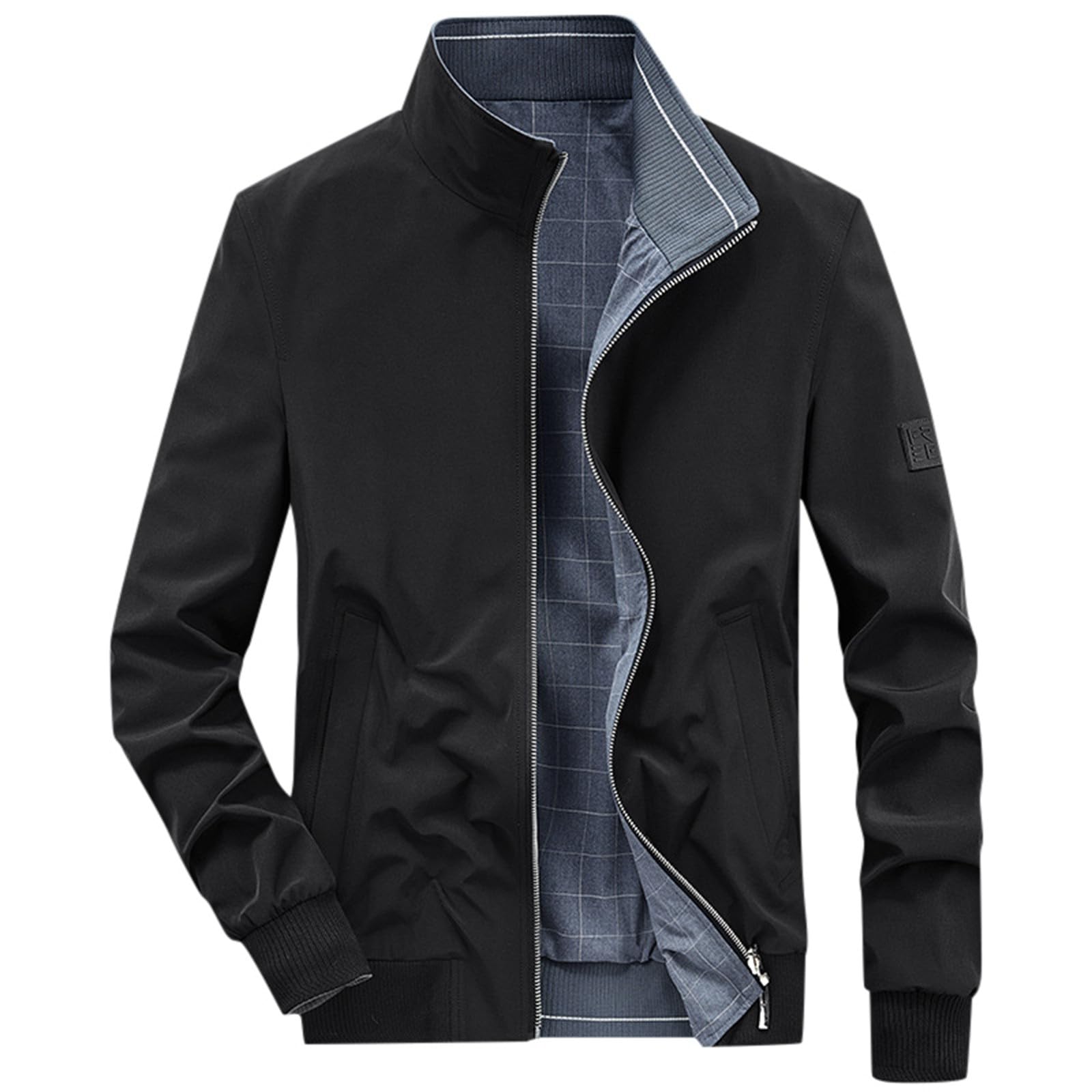 Giacca da uomo Giacca impermeabile casual giacca esterna leggera multi tasche Giacche da lavoro vintage casual giacca autunno inverno, Nero , XL