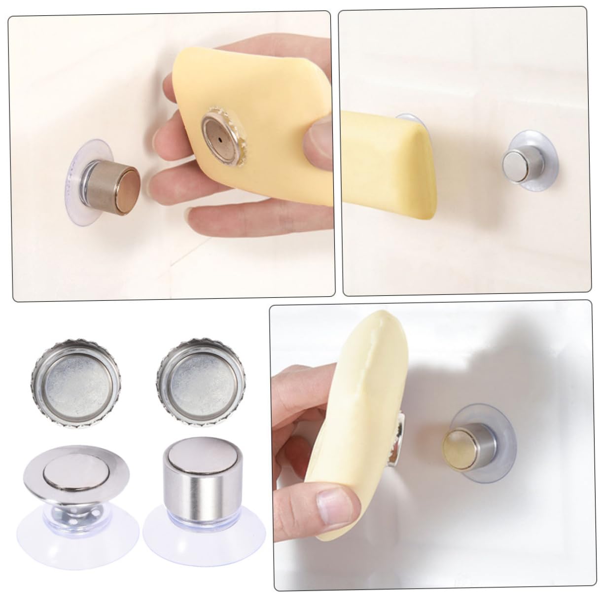 Cabilock 8sets Portasapone Magnetico Inossidabile Supporto Da Parete Per Bagno e Cucina Design Innovativo e Ventosa Resistente Facile Installare e Pratico Per Conservare Sapone