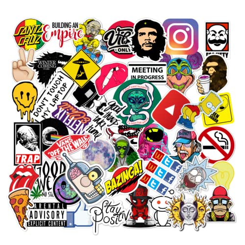 Image of CodersParadise 52 Pcs Premium Random Vinyl Sticker Pack - Waterproof Self-Adhesive Aesthetic Stickers for Laptop, Laptop Skin, Journal, Diary, Bike Helmet, Guitar & Mobile Case (7.6 cm)