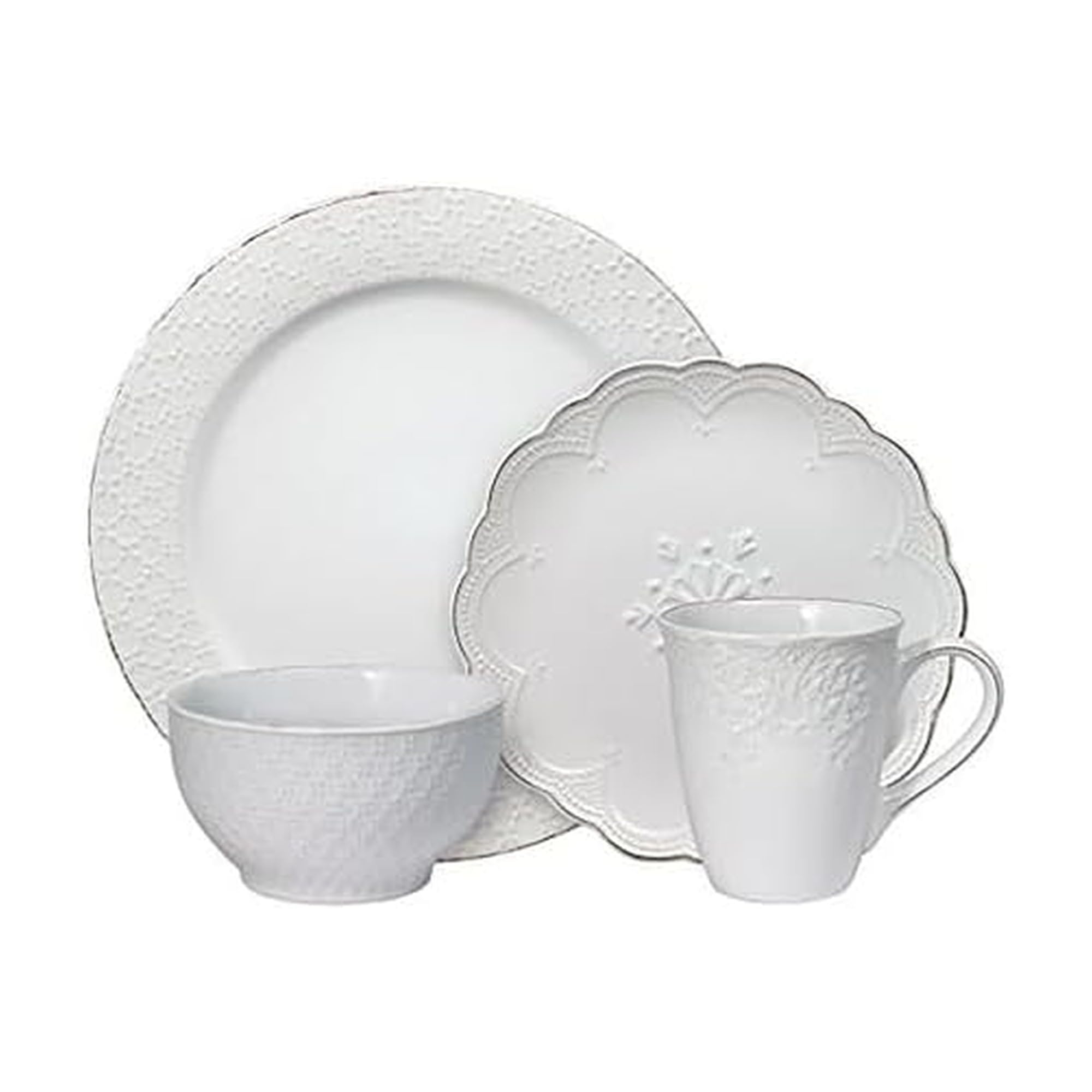 Pfaltzgraff French Lace Dinnerware Set, 16 Piece, White : Amazon
