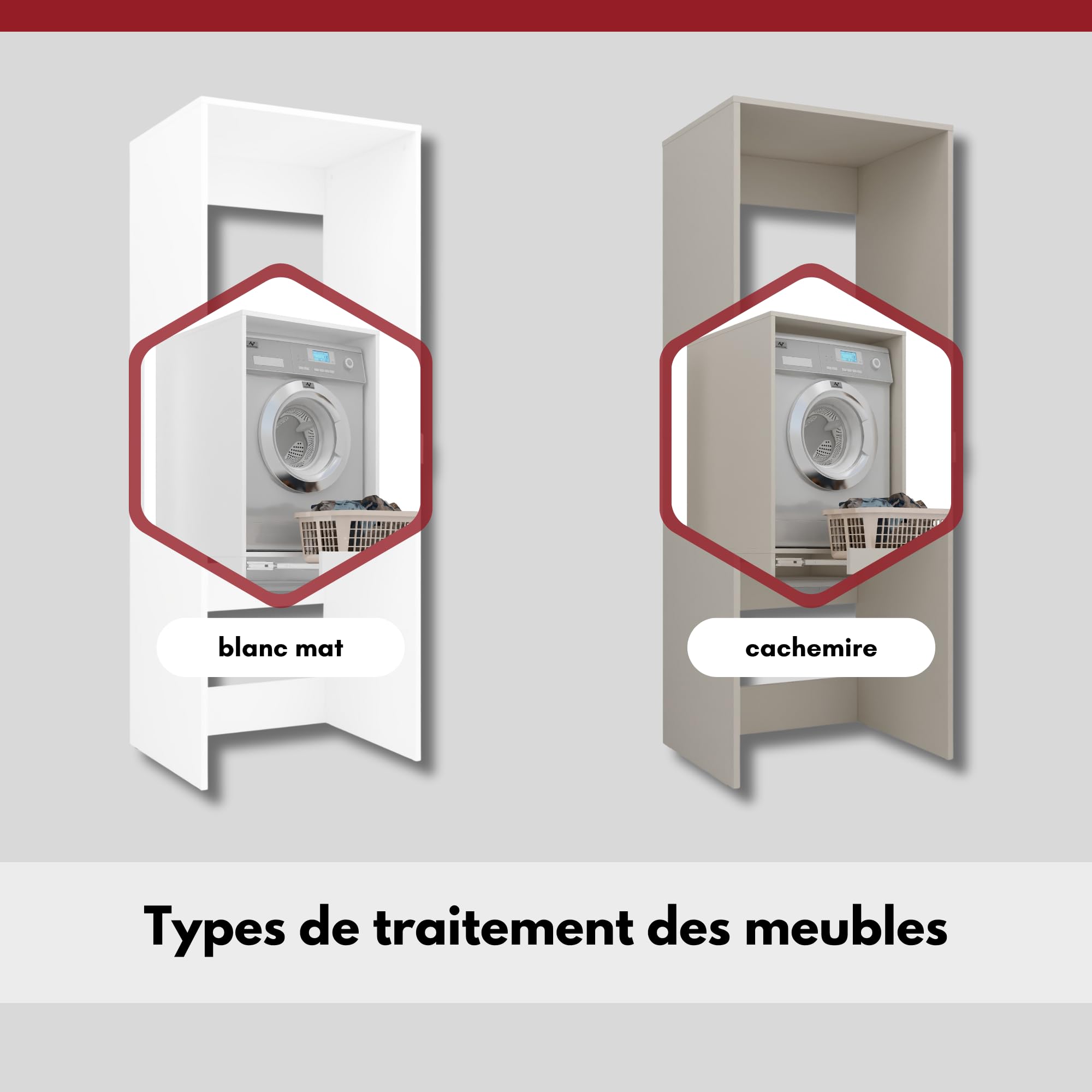 Meuble Machine à Laver et Sèche-Linge Superposé Luna Colonne Empilable Buanderie Meuble Superposition Lave-Linge Sèche-Linge Étagère Coulissante 183,7×65×66 cm Blanc Mat
